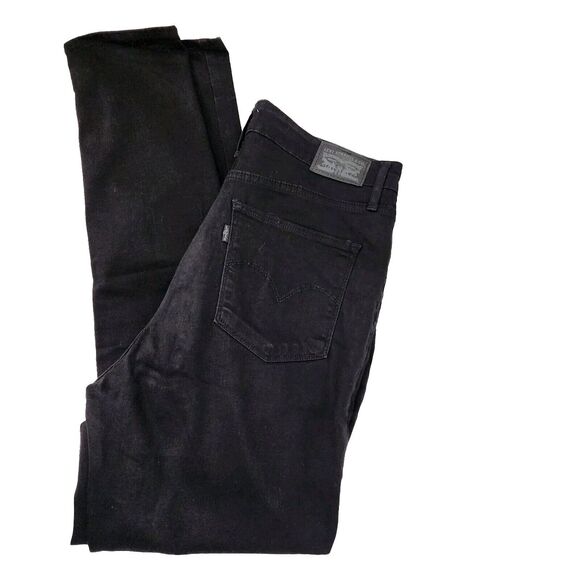 Levis Strauss Womens Jeans Size 32 L30 721 High Rise Skinny Denim Black Stretch - Picture 3 of 11